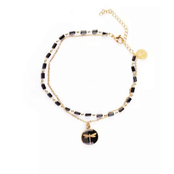 سلسلة سوار كاحل سوداء موديل اليعسوب