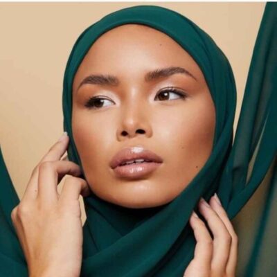 حجاب شيفون أخضر شيلة للنساء المسلمات
