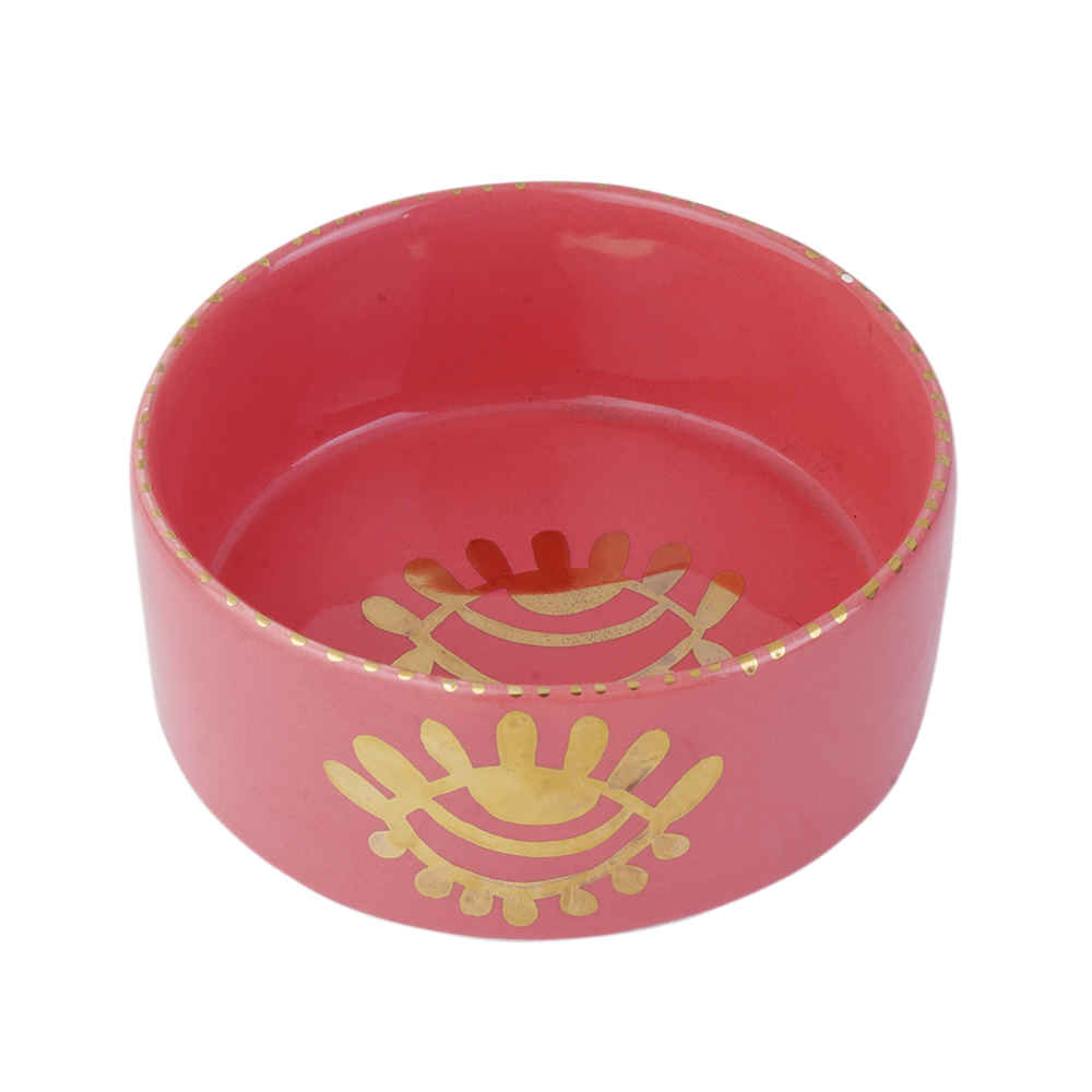 وعاء فخاري وردي يدوي الصنع بنموذج عين