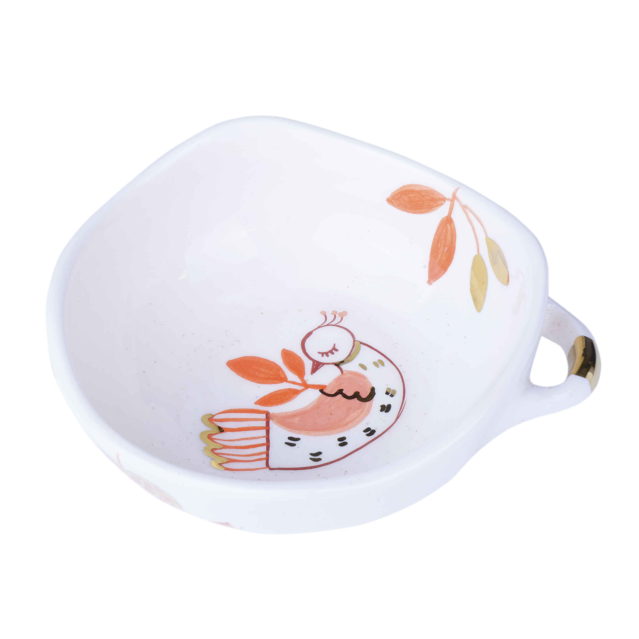 وعاء فخاري أبيض يدوي الصنع بنموذج مرغ