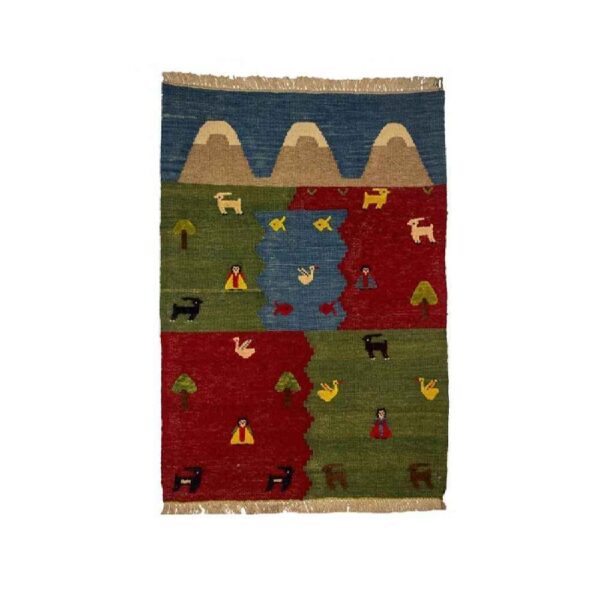 سجاد كليم إيراني من الصوف، منسوج يدويًا بالنموذج باتيس