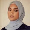 حجاب شيفون رمادي فاتح شيلة للنساء
