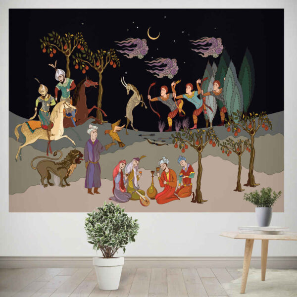 اللوحة الجدارية الإيرانية للمنمنمات شكارگاه