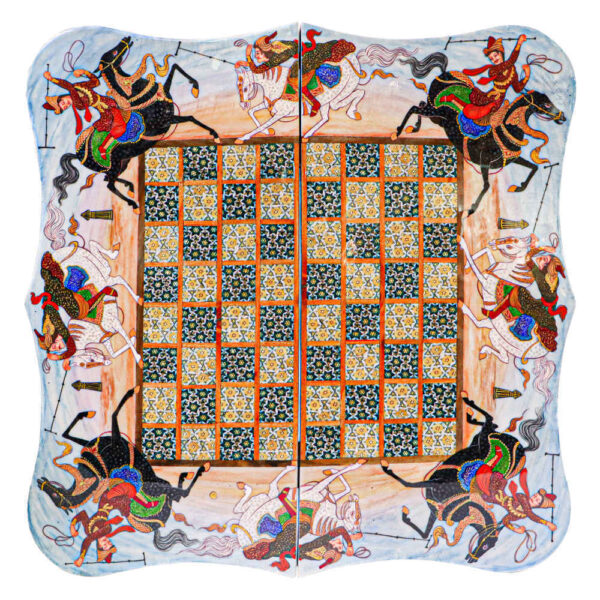 لوحة شطرنج إيرانية مرصعة بالخشب موديل شوغن