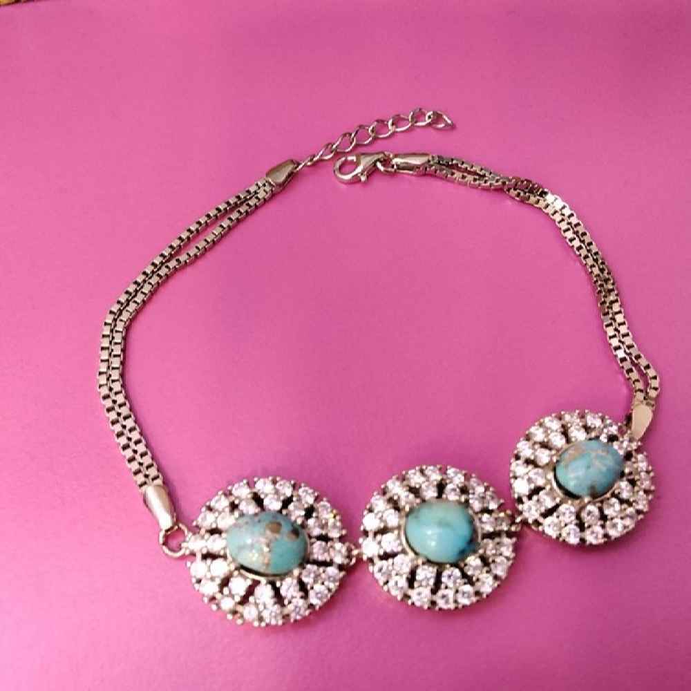 سوار فضة بحجر تركواز للنساء – تينا