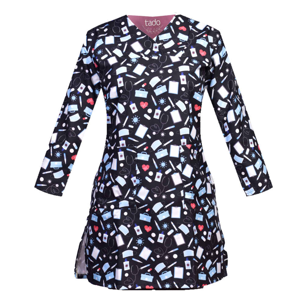 بلوزة طبية نسائية سوداء – أنيقة وعصرية