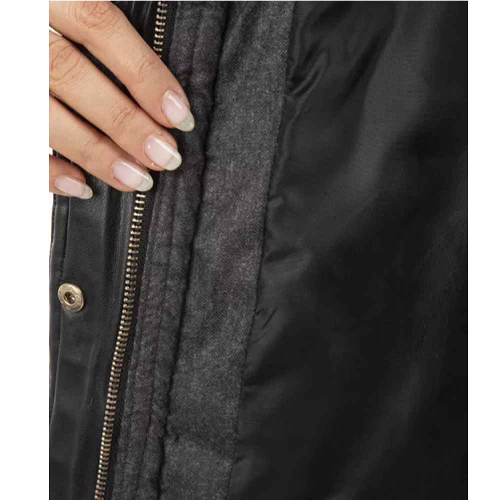 سترة مبطنة للنساء بأكمام طويلة وسحاب مع غطاء رأس