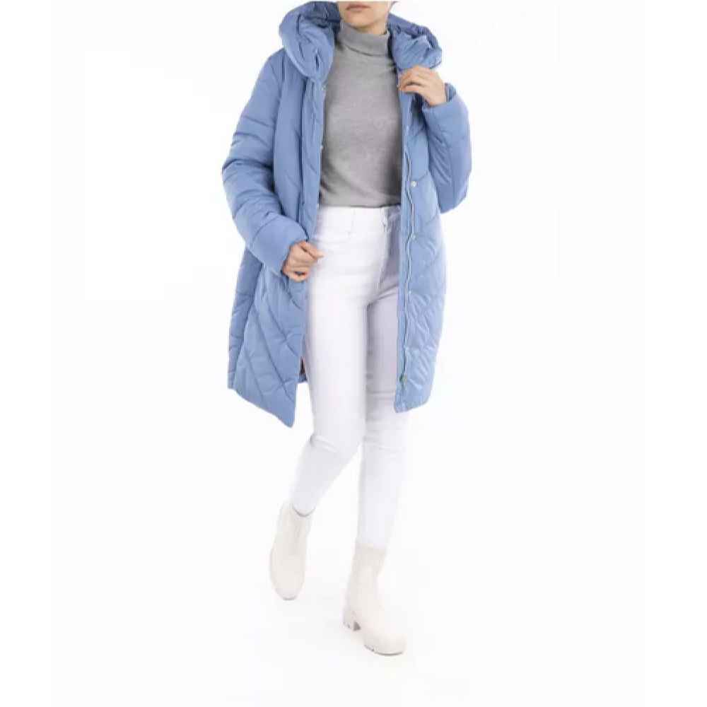 سترة مبطنة للنساء بأكمام طويلة وسحاب مع غطاء رأس بهار