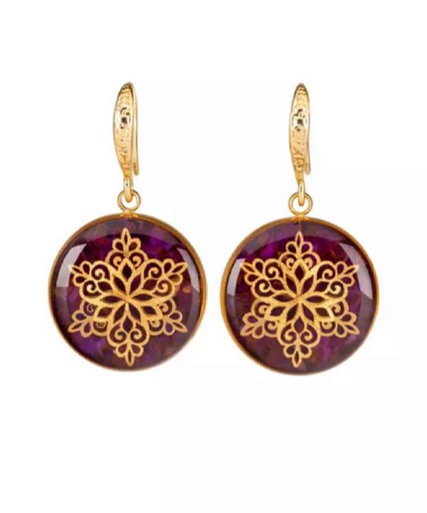 أقراط مطلية بالذهب للنساء بنموذج شمس