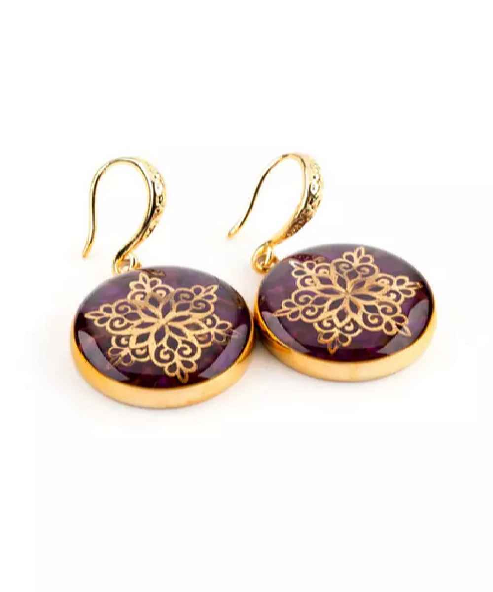 أقراط مطلية بالذهب للنساء بنموذج شمس