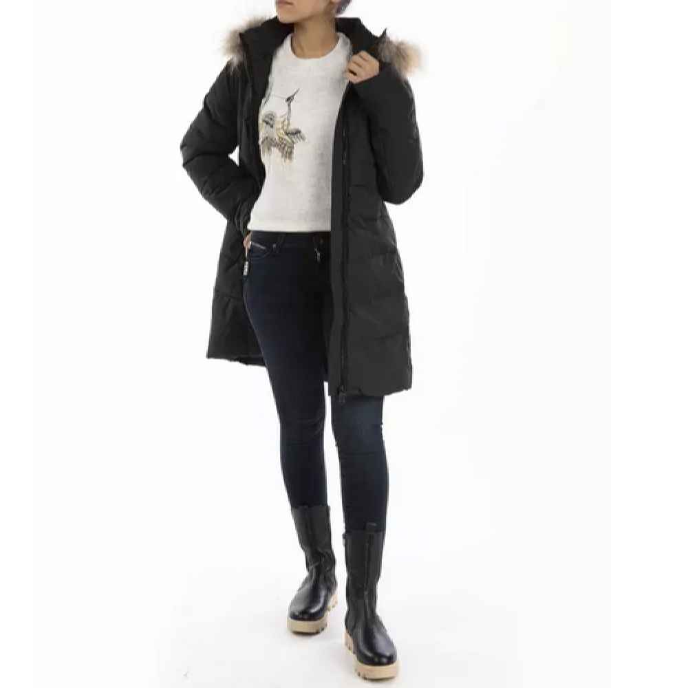 سترة مبطنة للنساء بأكمام طويلة وسحاب مع غطاء رأس فؤاد