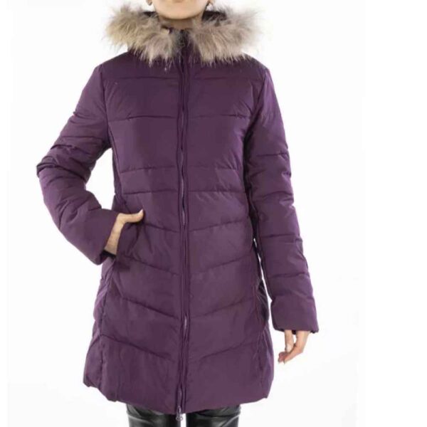 سترة مبطنة للنساء بأكمام طويلة وسحاب مع غطاء رأس فؤاد