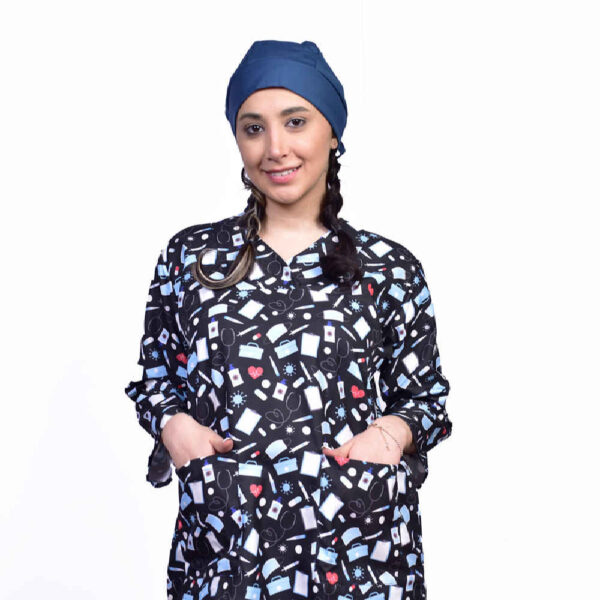 بلوزة طبية نسائية سوداء – أنيقة وعصرية