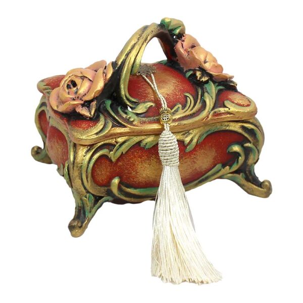 صندوق مجوهرات من البوليستر مصنوع يدويًا بأسلوب عتيق