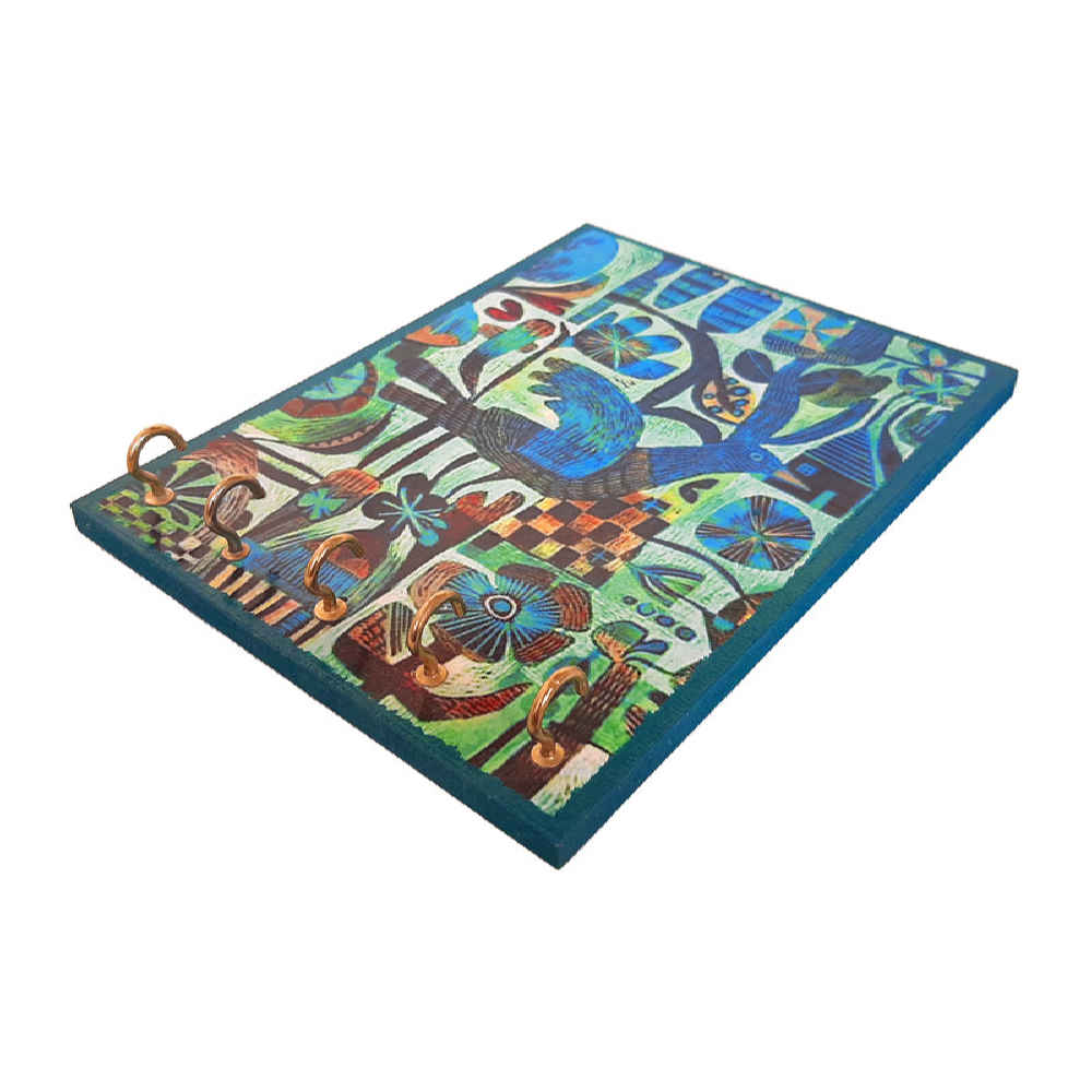 حامل مفاتيح جداري مزخرف ومصنوع يدويًا بتصميم طائر