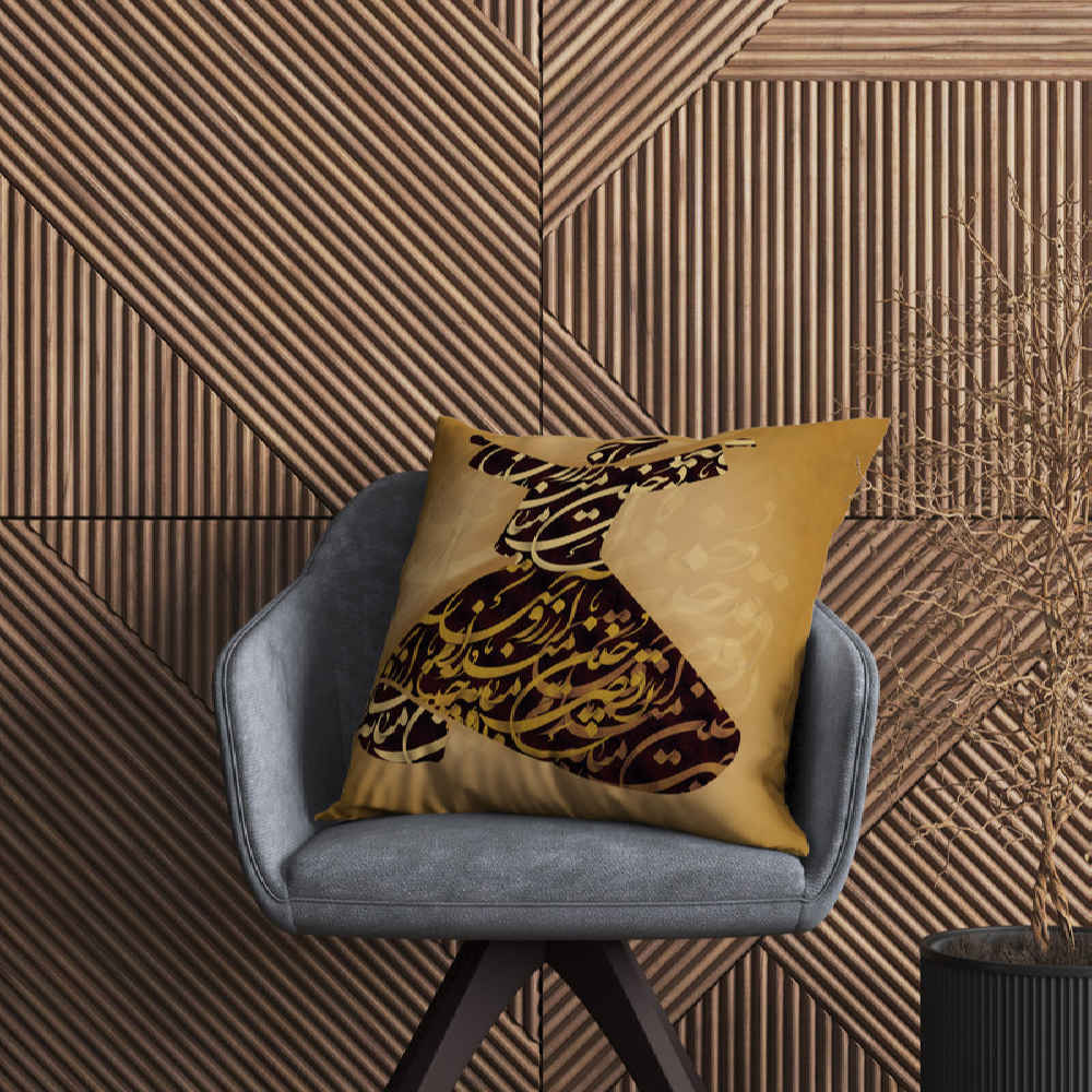 غطاء وسائد الخط الإيراني المخملي بنموذج شمس (مجموعة من 2)