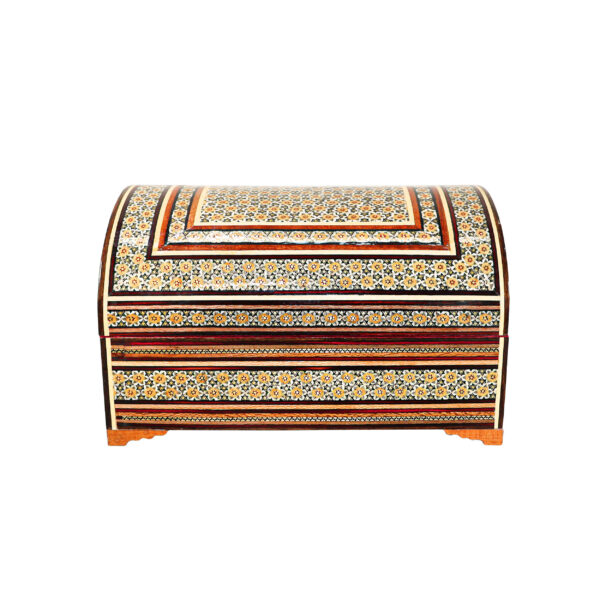 صندوق مجوهرات خشبي مصنوع يدويًا بتصميم ختام إيراني سندوق