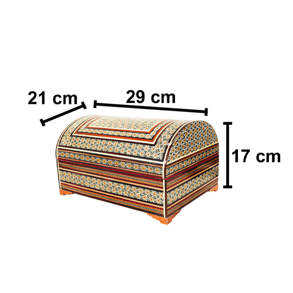 صندوق مجوهرات خشبي مصنوع يدويًا بتصميم ختام إيراني سندوق