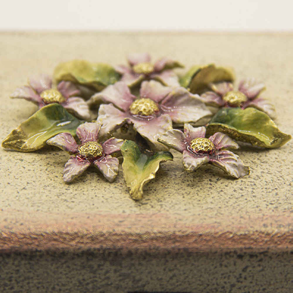 صندوق مجوهرات خشبي يدوي التصميم مزين بالزهور