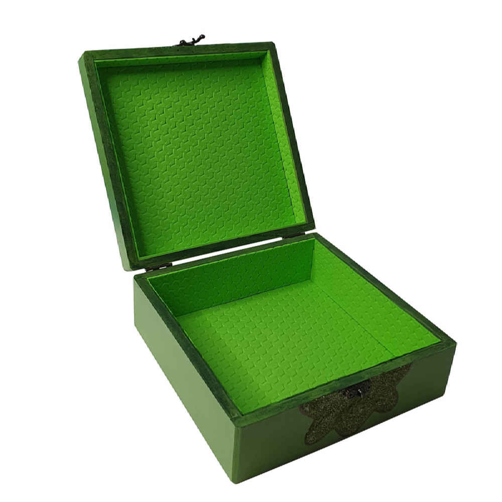 صندوق مجوهرات خشبي يدوي التصميم بكتابة خطية فارسية