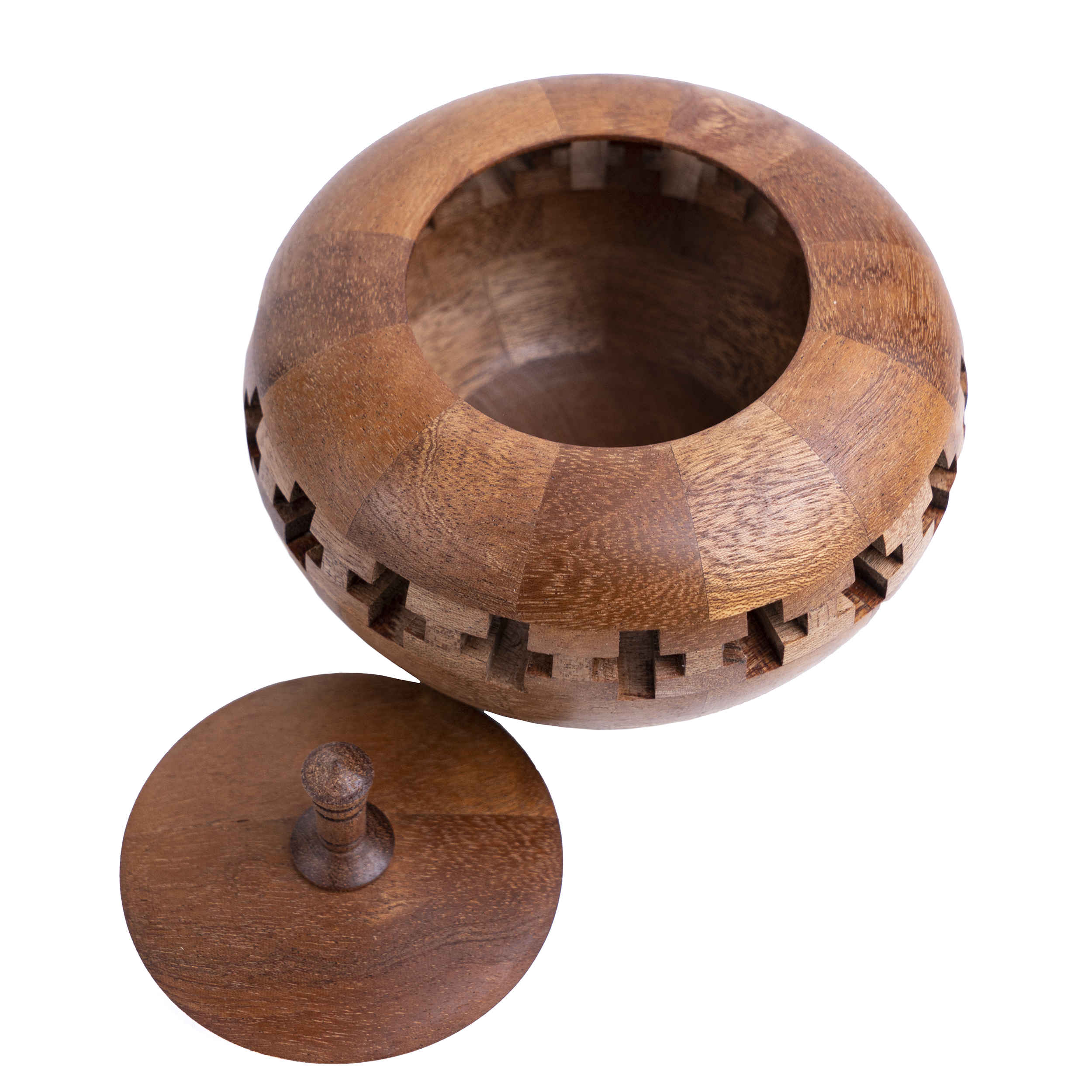 وعاء سكر خشبي مصنوع يدويًا مع غطاء – نمط ريفي البرز