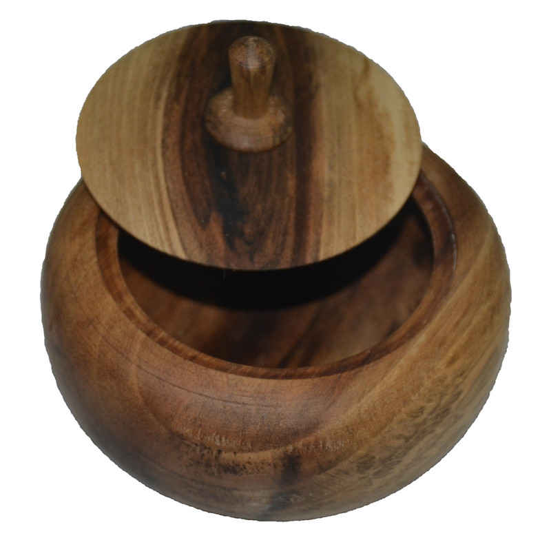 وعاء سكر خشبي مصنوع يدويًا مع غطاء – نمط ريفي غريب