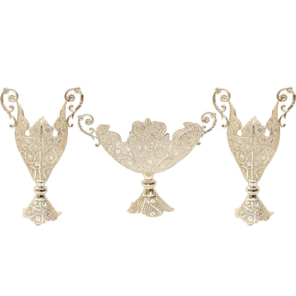 مزهريات مطلية بالفضة زخرفية ووعاء