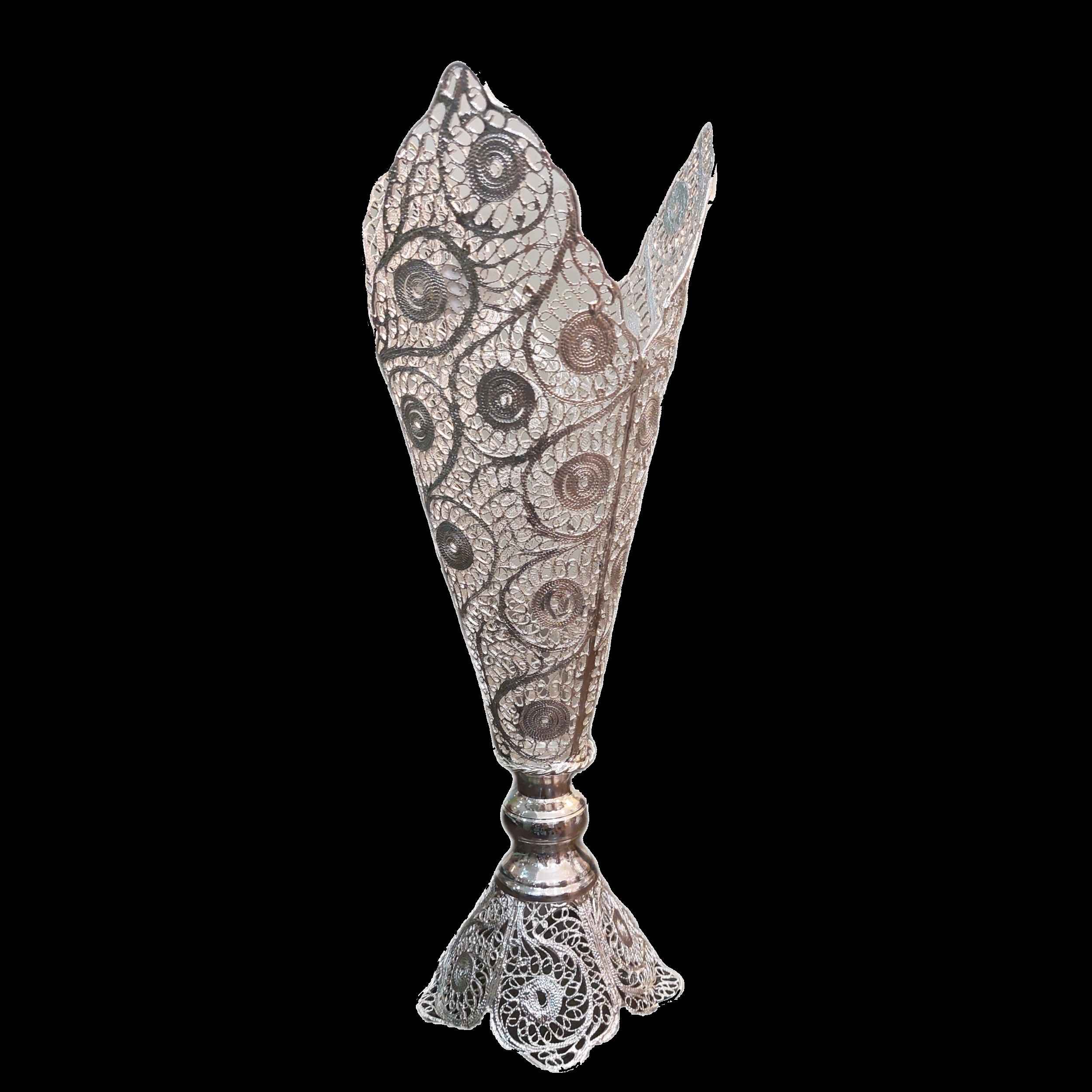 مزهرية مطلية بالفضة زخرفية نوع البوق فرناز
