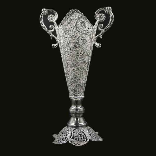 مزهرية مطلية بالفضة زخرفية نوع البوق مهسا