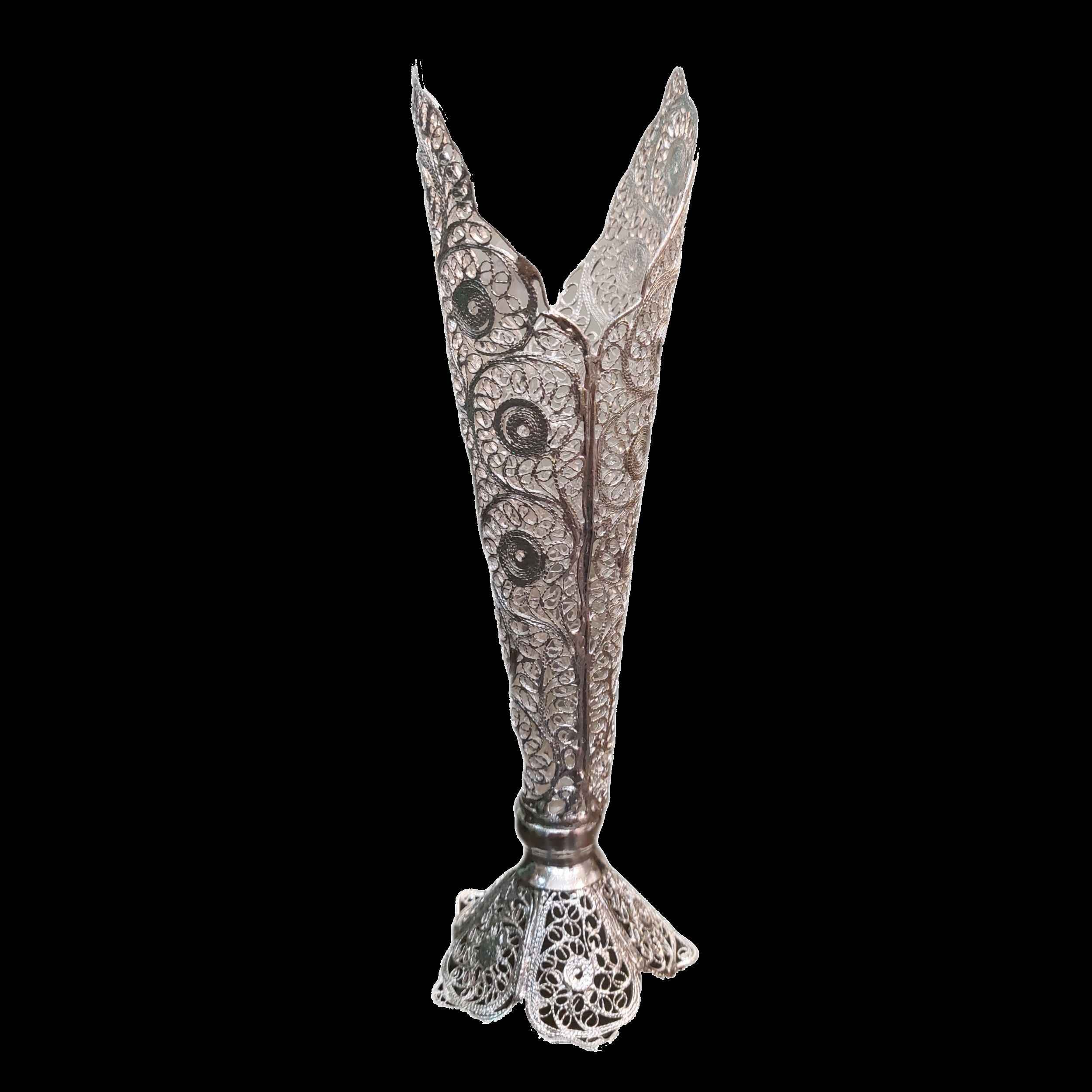 مزهرية مطلية بالفضة زخرفية نوع البوق موشکی