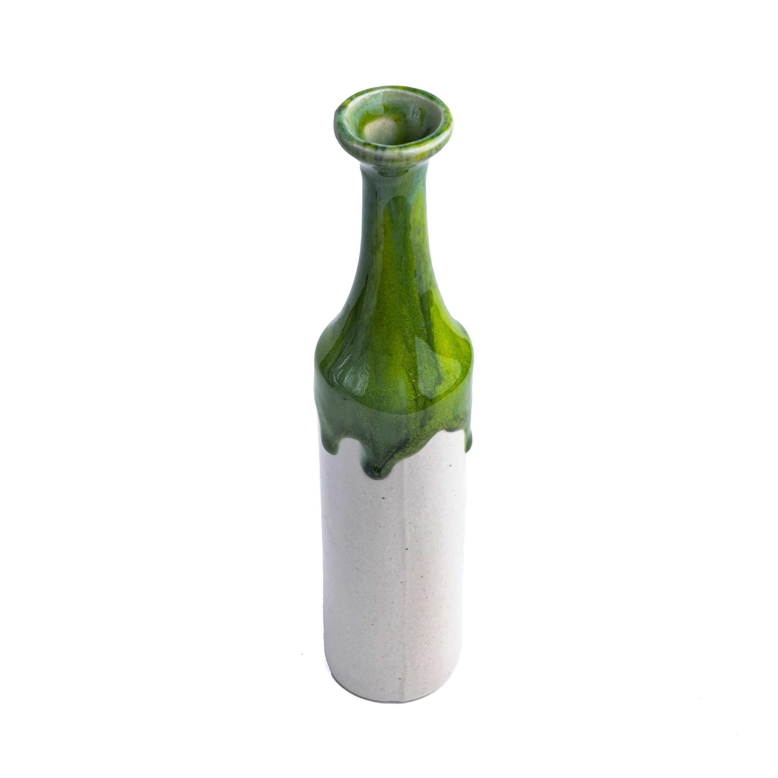 فازة خزفية ذات ساق واحدة – مصنوعة يدويًا وهدايا جمالية بتصميم طلاء متساقط