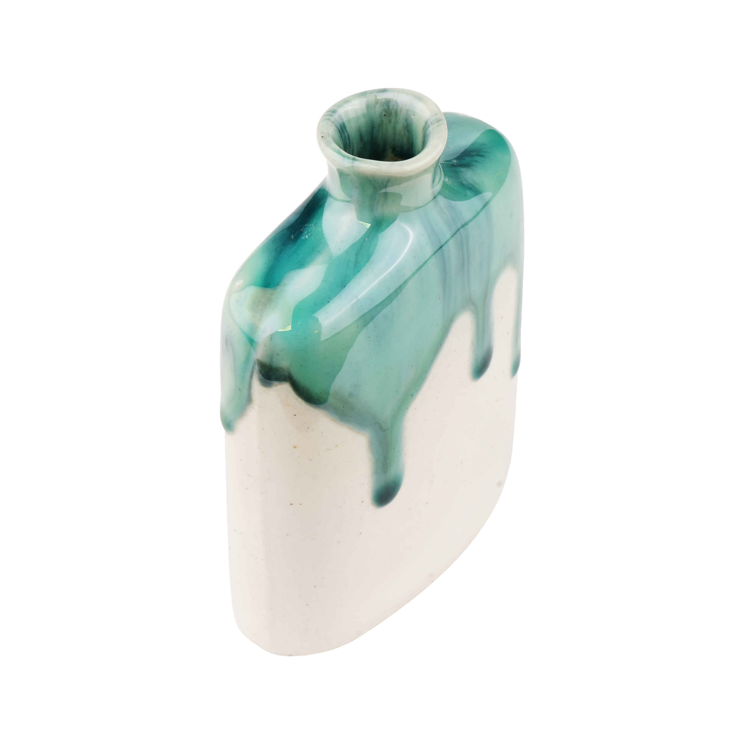 فازة برعم خزفية مصنوعة يدويًا وزخرفية بتصميم طلاء متساقط – موديل كاترين