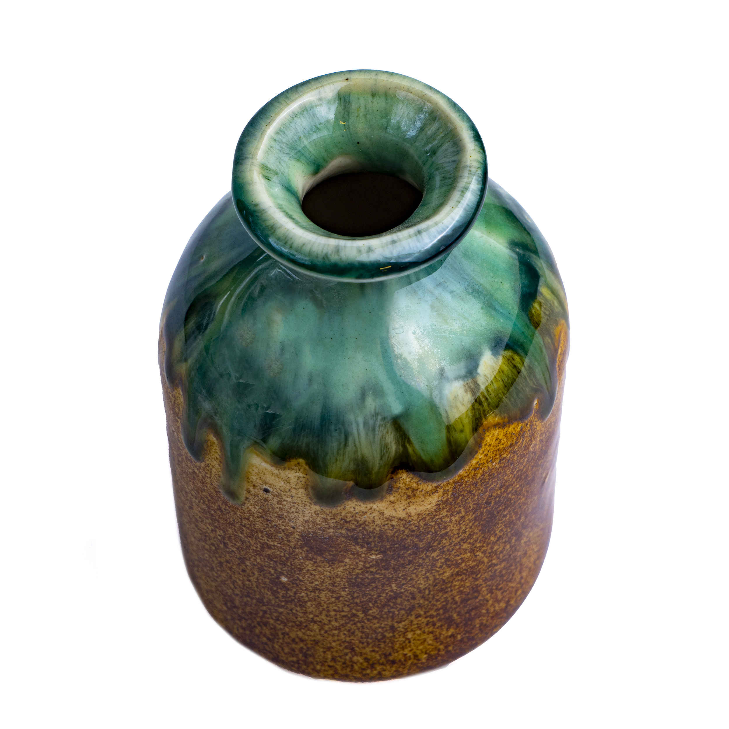 فازة برعم خزفية أنيقة مصنوعة يدويًا بتصميم طلاء متساقط لزينة المنزل