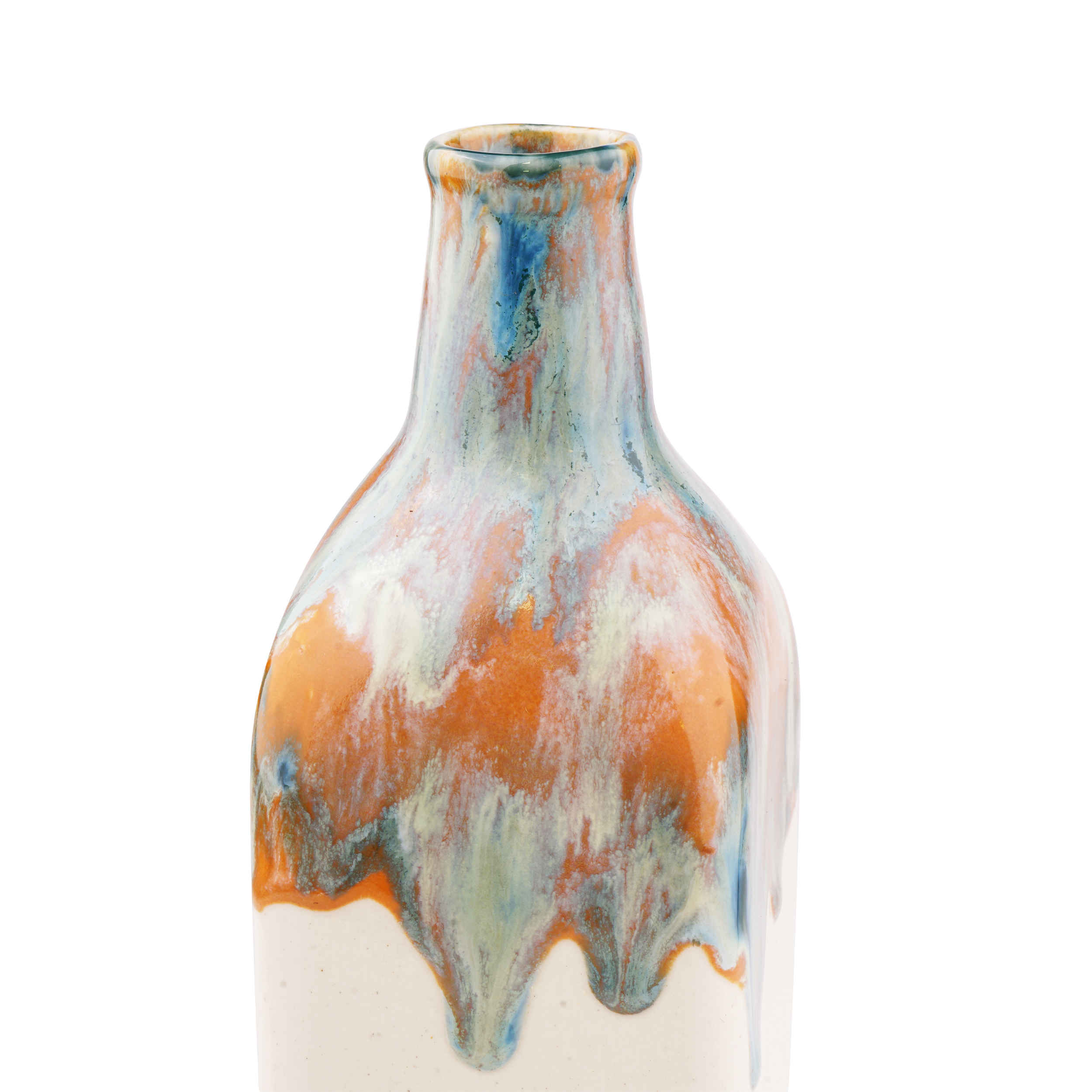 فازة زهور صغيرة لساق واحدة – مصنوعة يدويًا ومناسبة للديكور بتصميم طلاء متساقط