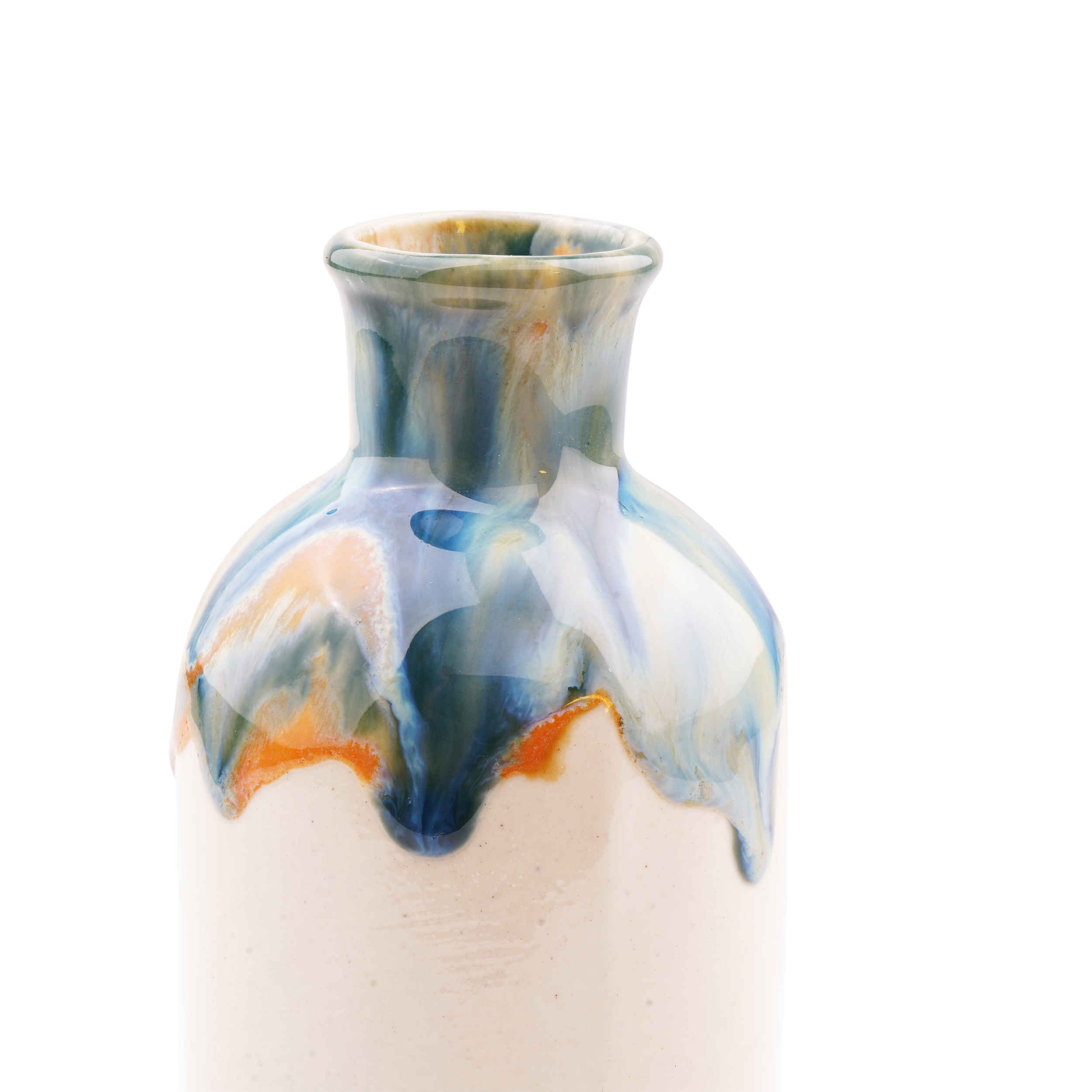 فازة برعم خزفية زخرفية مصنوعة يدويًا بتصميم طلاء متساقط – موديل تارانون