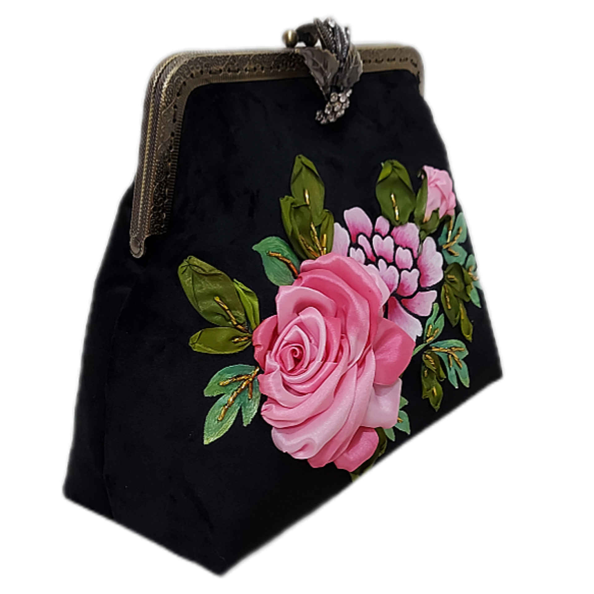 حقيبة يد صغيرة بتطريز الشريط – مخمل بتصميم نوزيش