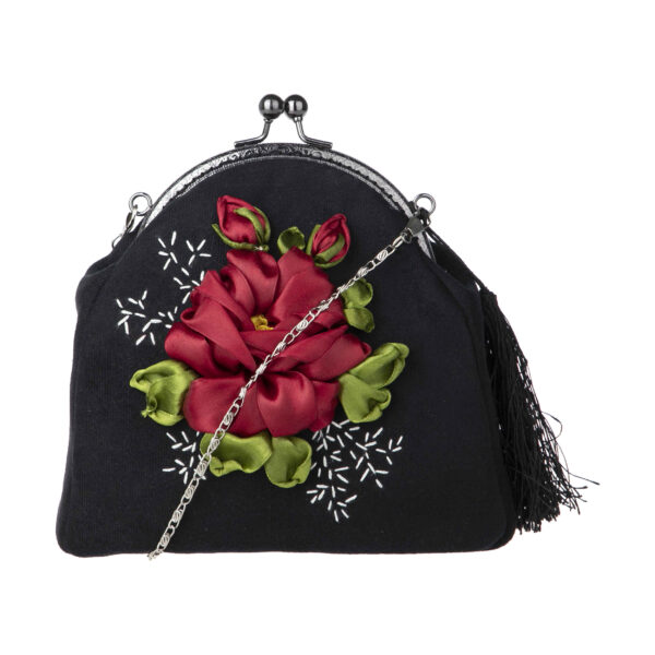 حقيبة يد صغيرة بتطريز الشريط - مخمل بتصميم طاهرة