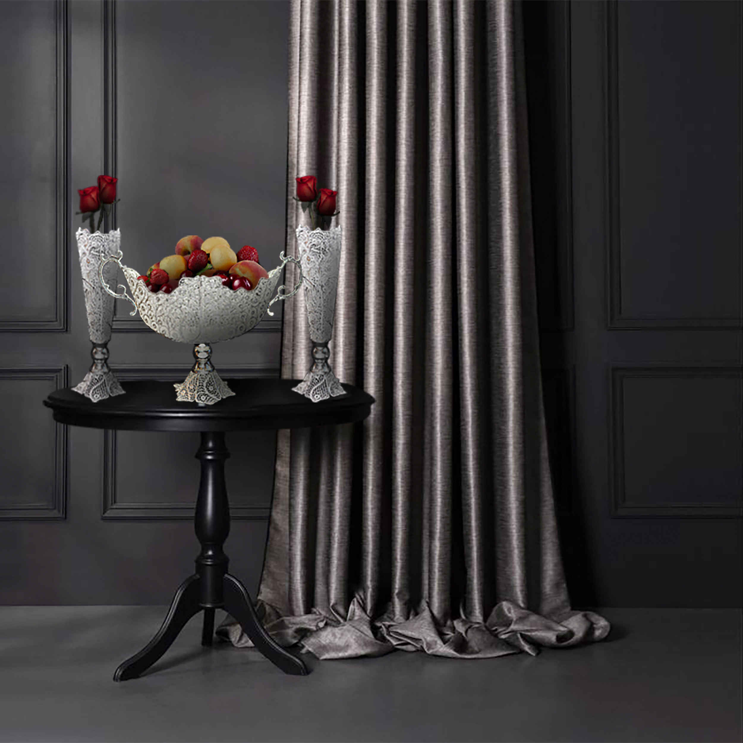 مجموعة من 3 مزهريات مطلية بالفضة زخرفية ووعاء