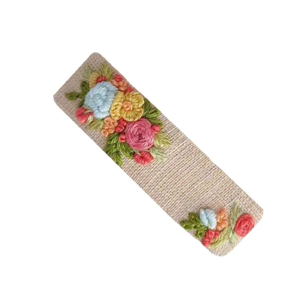 مشبك شعر بشكل مستطيل مع تصميم زهرة (x2)