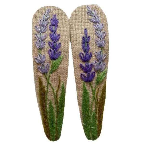 مجموعة مشابك الشعر سناب بشكل قطرة مع تصميم زهرة بنفسجية