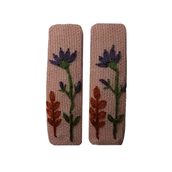 مجموعة مشابك الشعر بشكل مستطيل مع تصميم زهرة