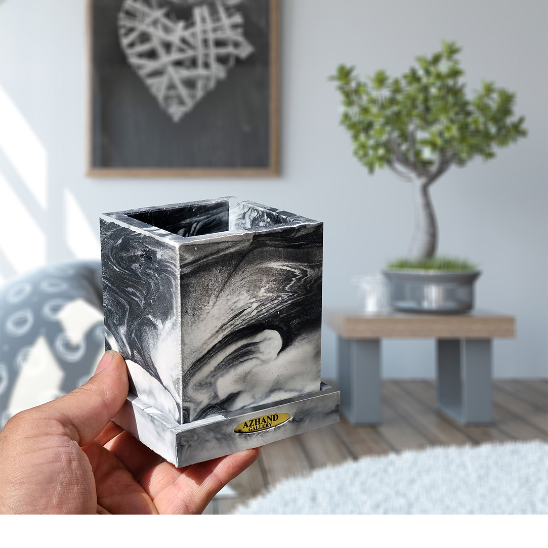 حاملة أقلام من الحجر للمكتب بتصميم الرخام، طراز أزهاند