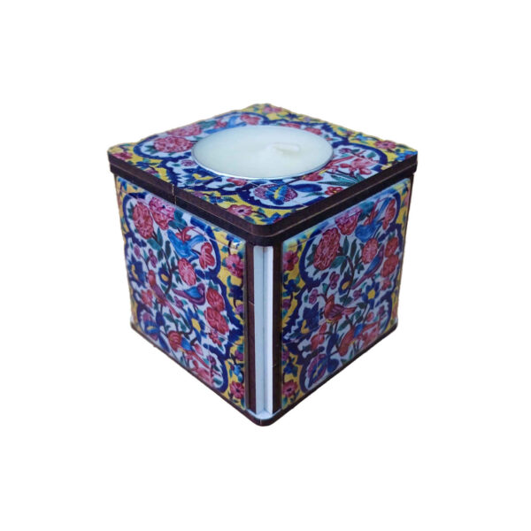 حامل شمعة تيلايت مكعب خشبي موديل سميرة