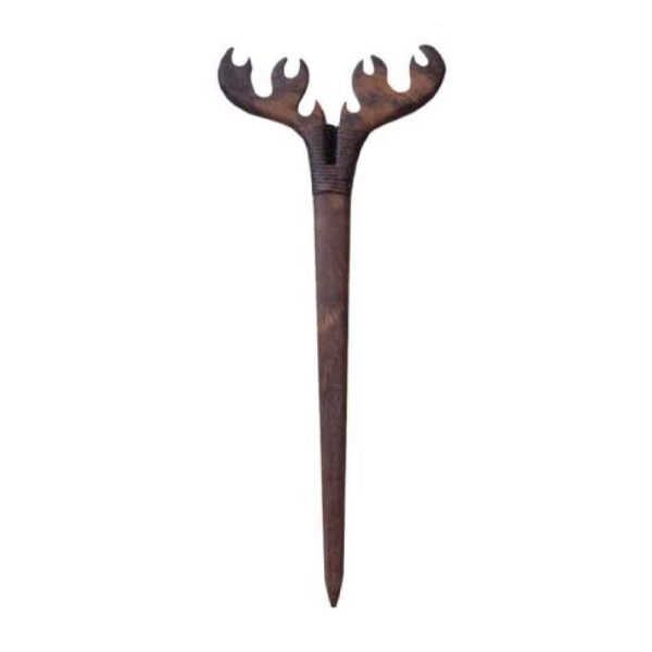 عصا شعر خشبية مصنوعة يدويًا بتصميم قرن الغزال حجم كبير