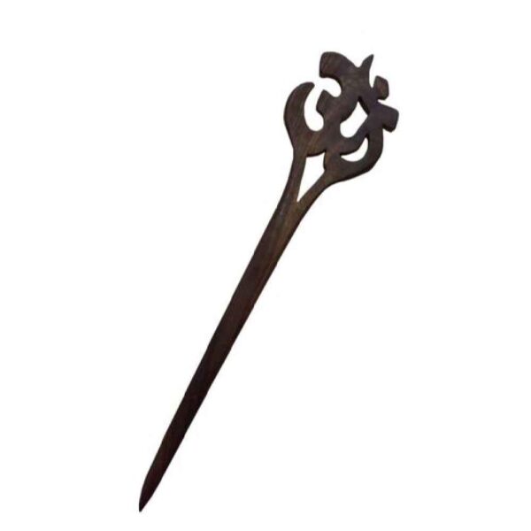 عصا شعر خشبية مصنوعة يدويًا بتصميم "أوم" حجم كبير