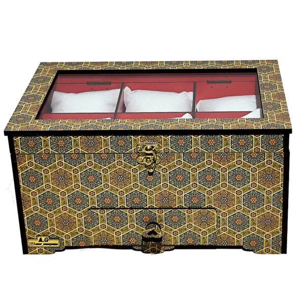 صندوق ساعات خشبي - 6 فتحات، مستوحى من الأناقة الفارسية