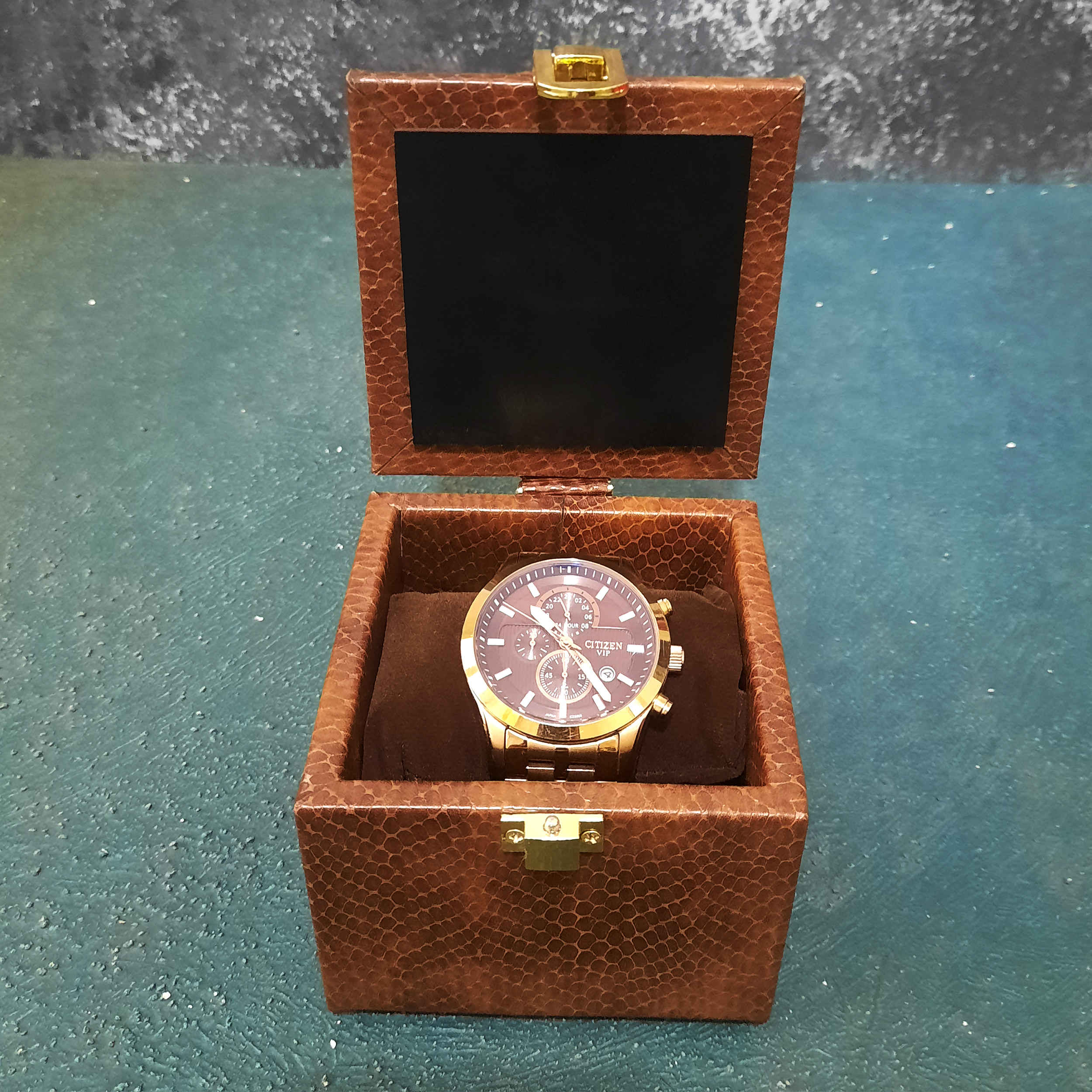 صندوق ساعات خشبي بغطاء جلدي صناعي – فتحة واحدة