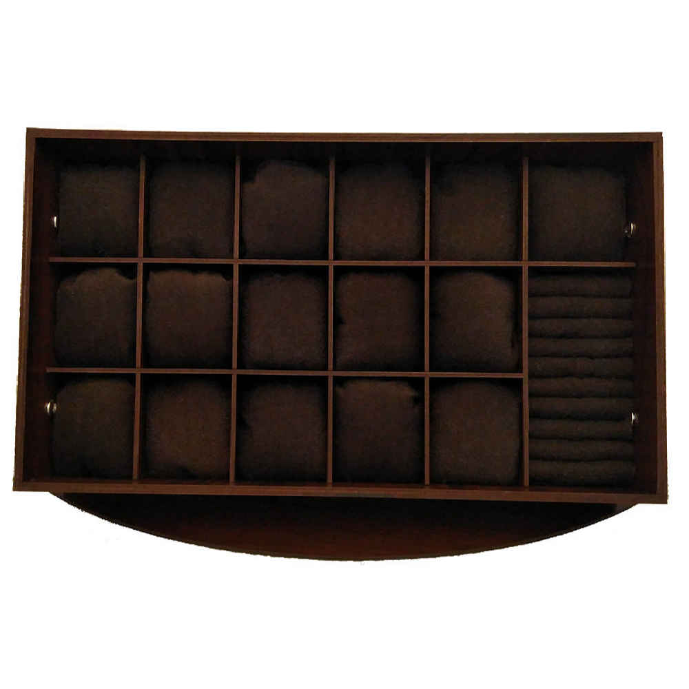 صندوق عرض ساعات خشبي – 16 فتحة مع وسائد