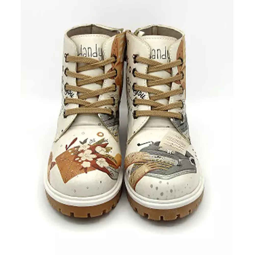 بوتات كاحل بطبعة جرافيتي للنساء – جلد صناعي وكعب روبر