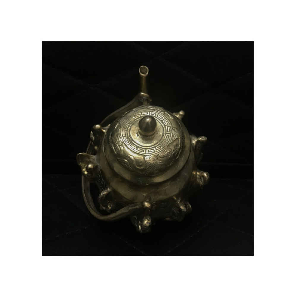 إبريق شاي نحاسي مطروق إيراني مصنوع يدوياً جانج